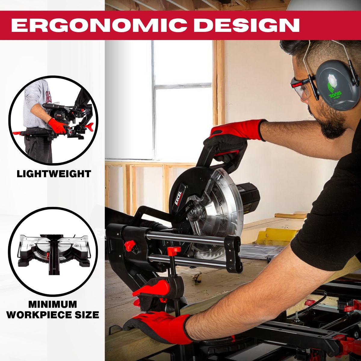 Excel 216mm Sliding Mitre Saw with LED Light & 48T Blade 240V/1700W Item Condition Used