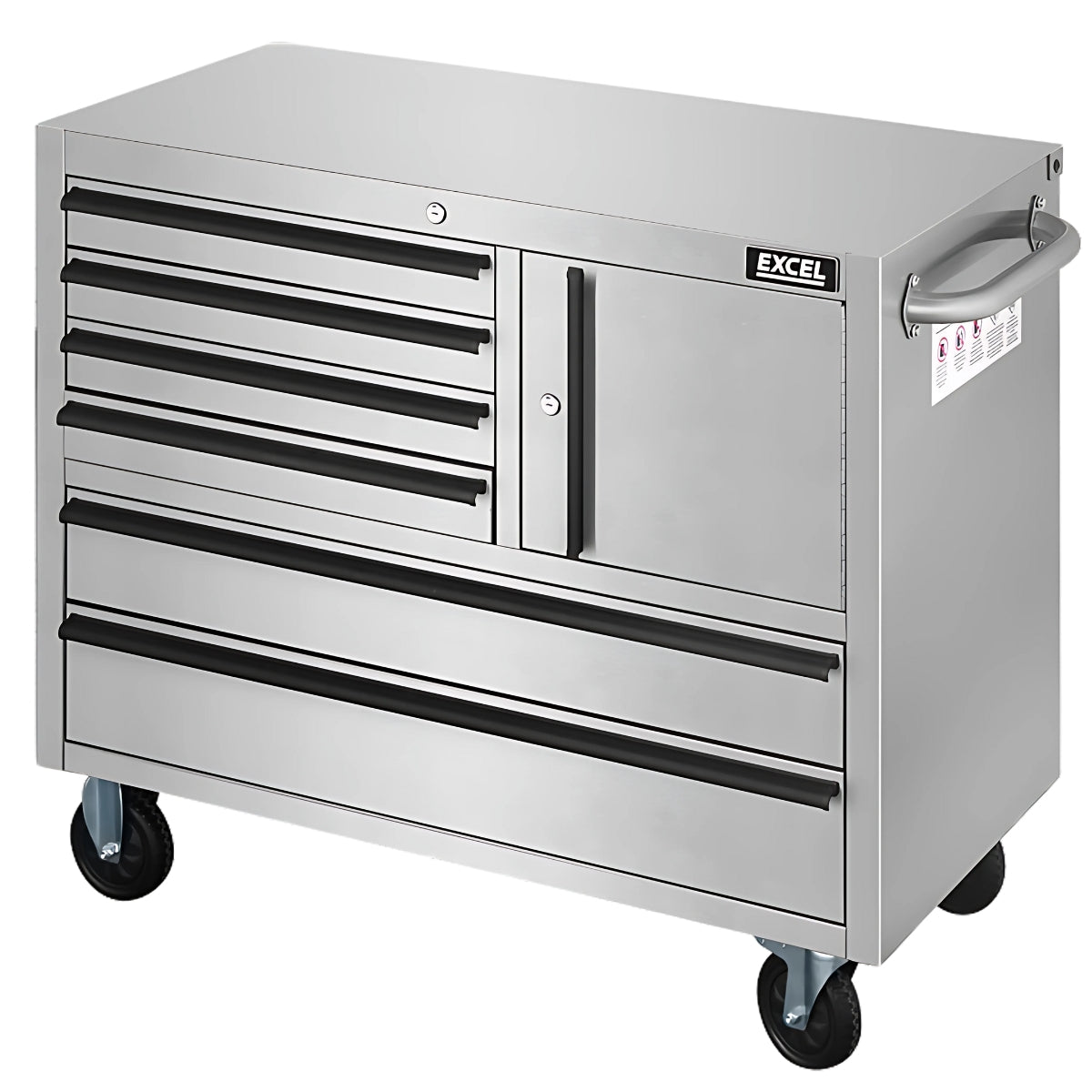 Excel 41inch 12 Drawer Stainless Steel Roller Tool Chest Cabinet & 2 Tall Cabinet