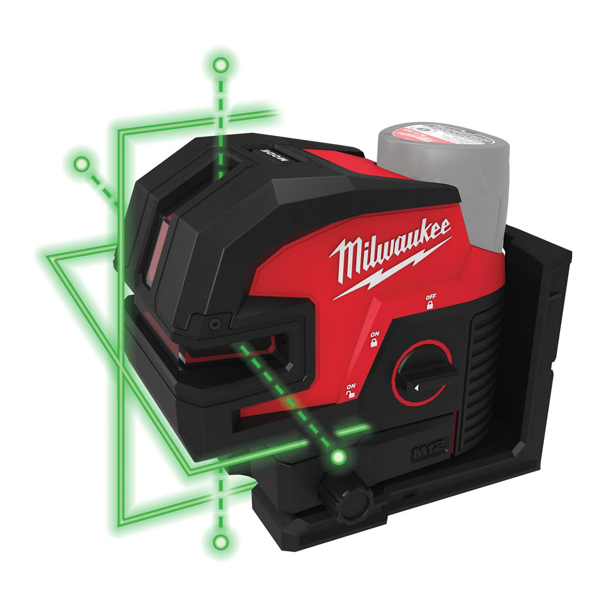 Milwaukee M12CLL4P-201C 12V 4 Points Green Cross Line Laser with 1 x 2.0Ah Battery, Charger & Case