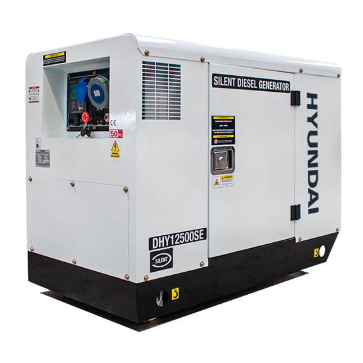 Hyundai DHY12500SE Diesel Generator, 230v Single Phase Output, Quiet Silenced Canopy 10kW/12.5kVA