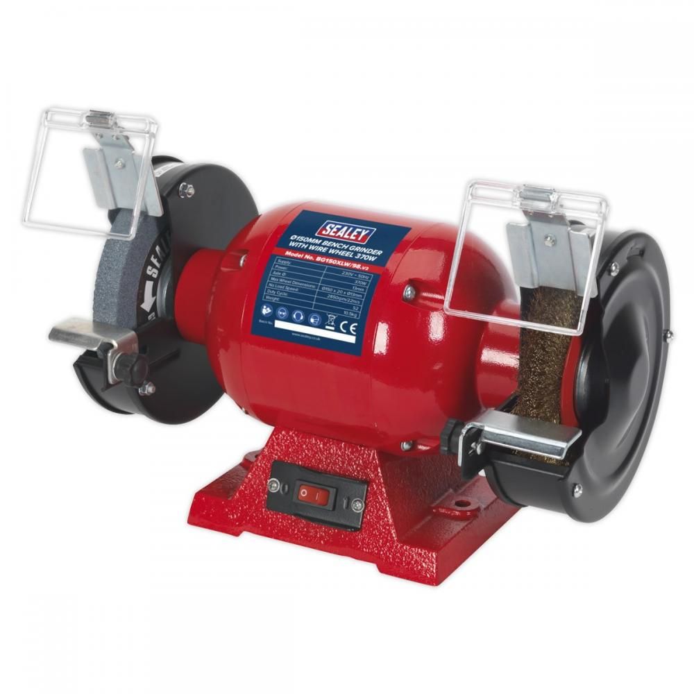 Sealey BG150XLW/98 Bench Grinder 150mm with Wire Wheel 370W/230V