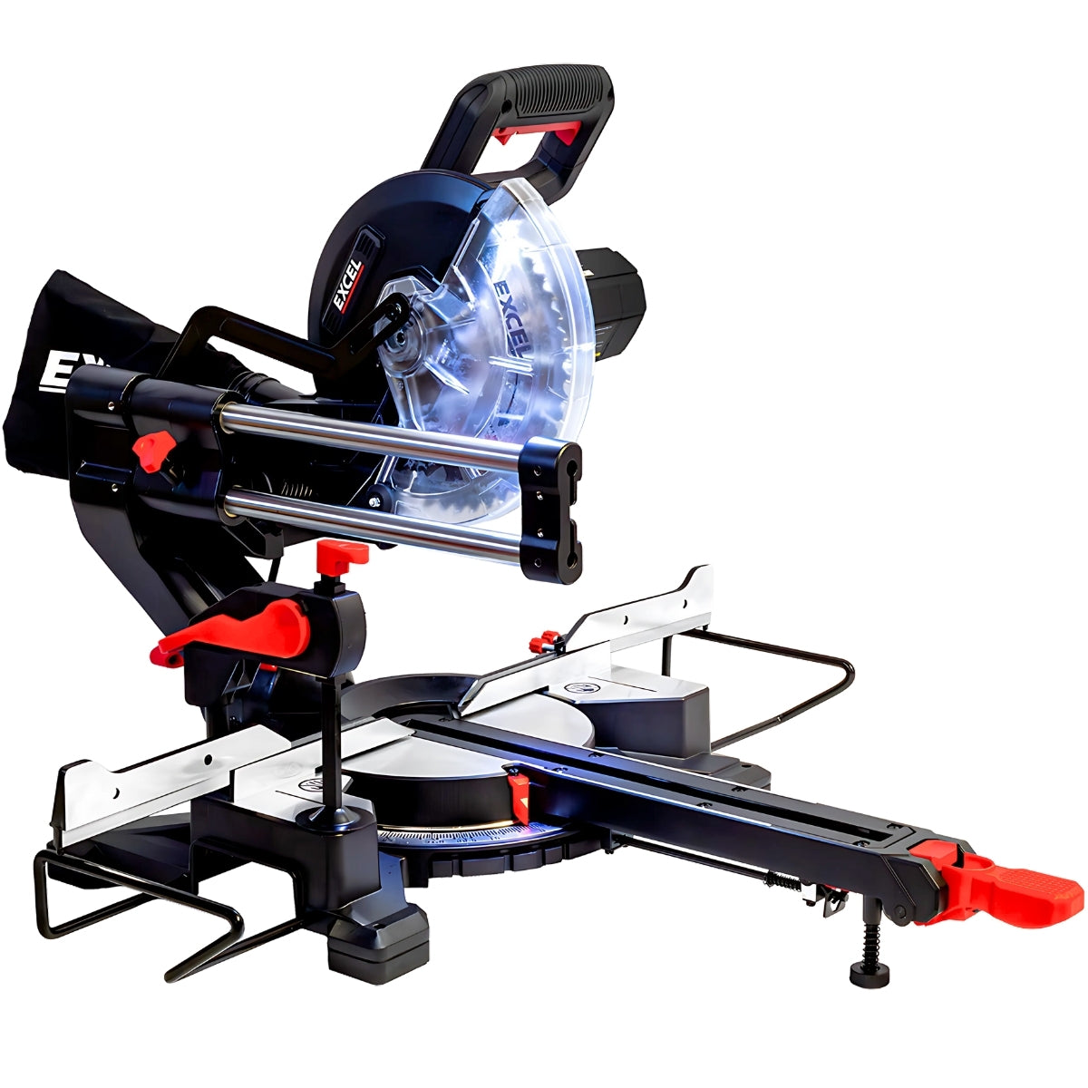 Excel 216mm Sliding Mitre Saw with LED Light & 48T Blade 240V/1700W Item Condition Used