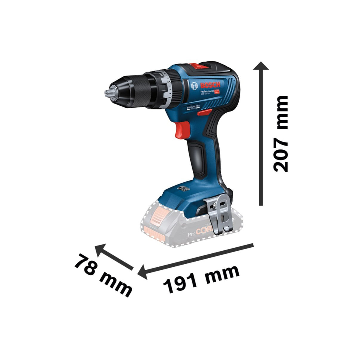 Bosch GSB 18V-55 Professional Combi Drill 2 x 4.0Ah Batteries & Charger in Case 06019H5372