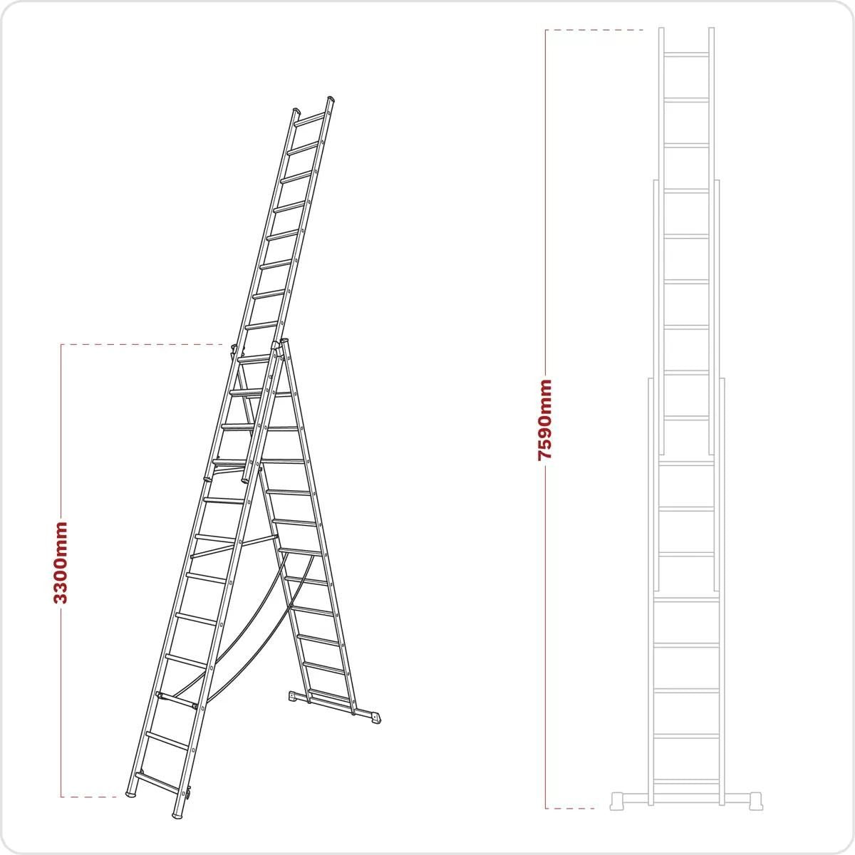 Sealey ACL312 Aluminium Extension Combination Ladder