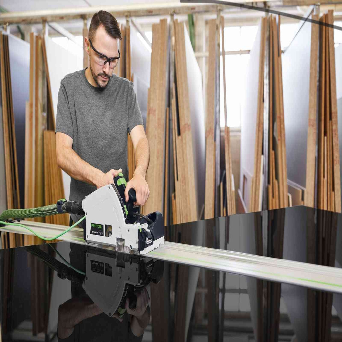 Festool TSV 60 KEB-Plus 110V GB 168mm Plunge-Cut Saw With Scoring Function In Systainer - 576734