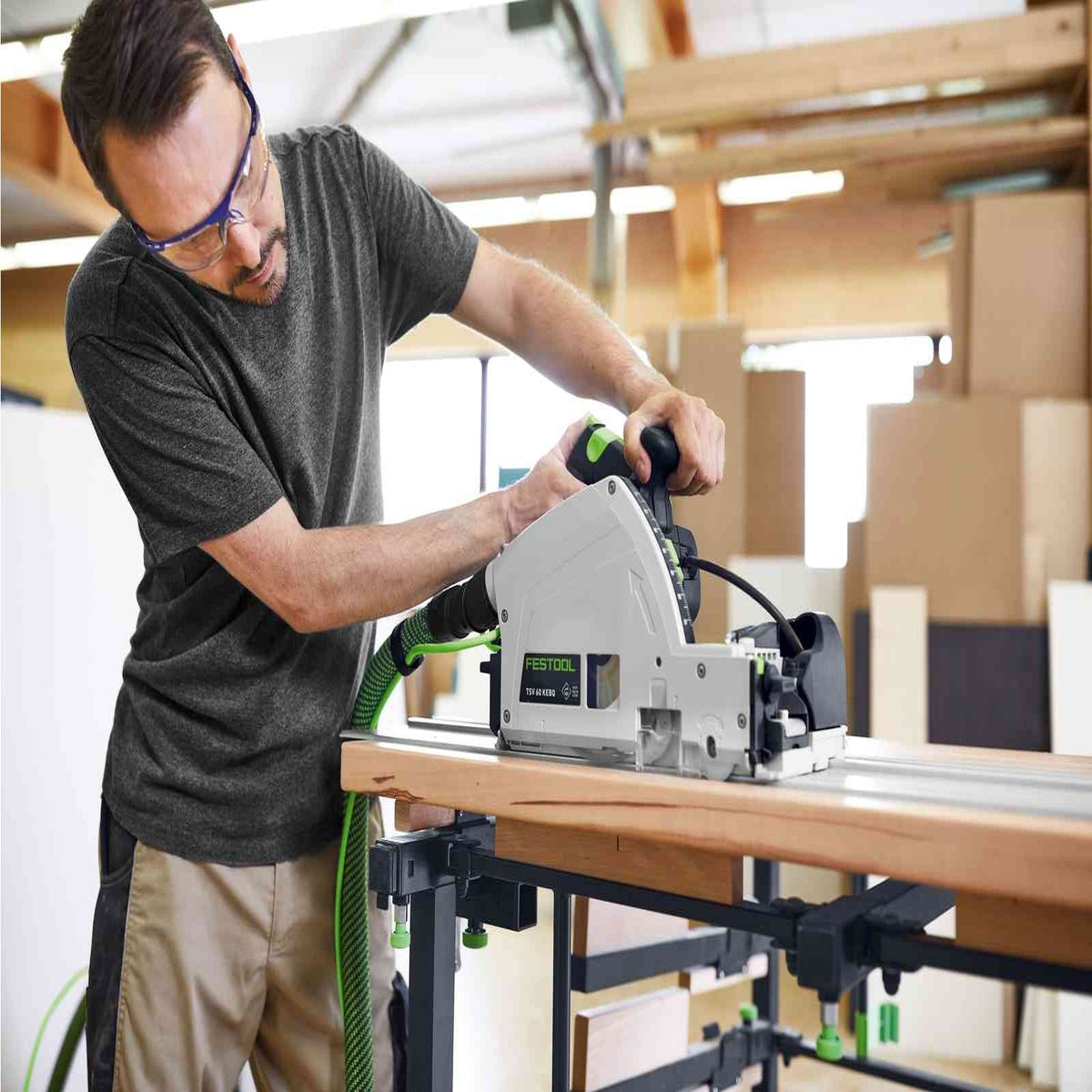 Festool TSV 60 KEB-Plus 110V GB 168mm Plunge-Cut Saw With Scoring Function In Systainer - 576734