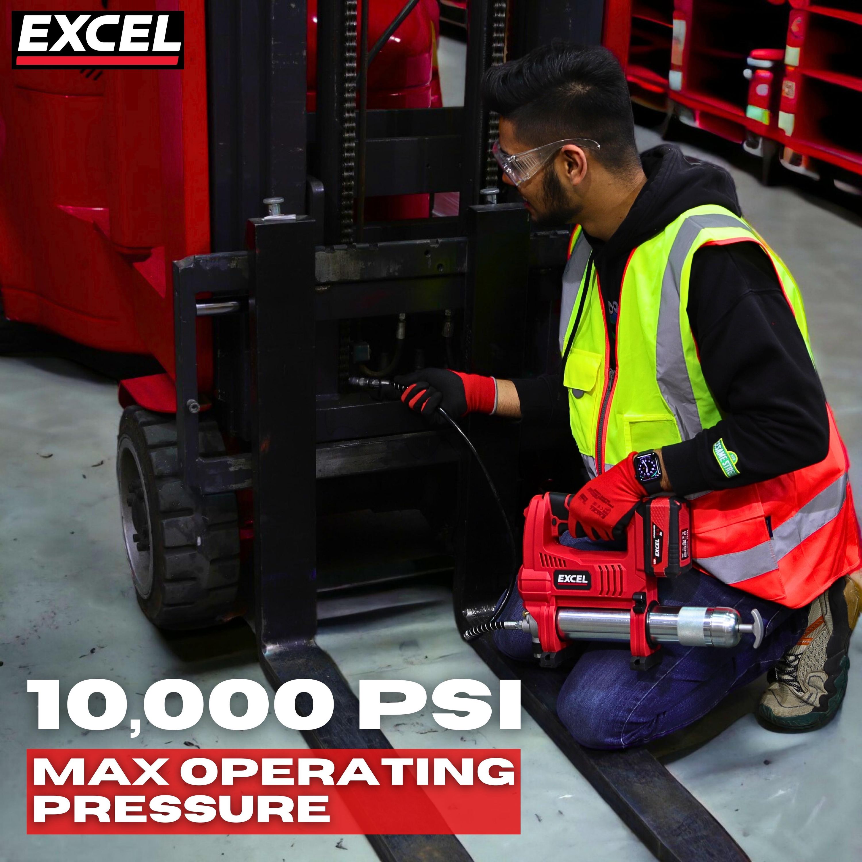 Excel 18V Cordless Grease Gun with 1 x 2.0Ah Battery Charger & Bag