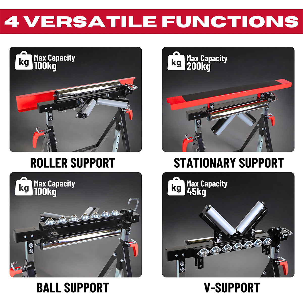 Excel Multi-Function 4 in 1 Workbench Table Trestle Roller Stand Adjustable Height Pack of 2