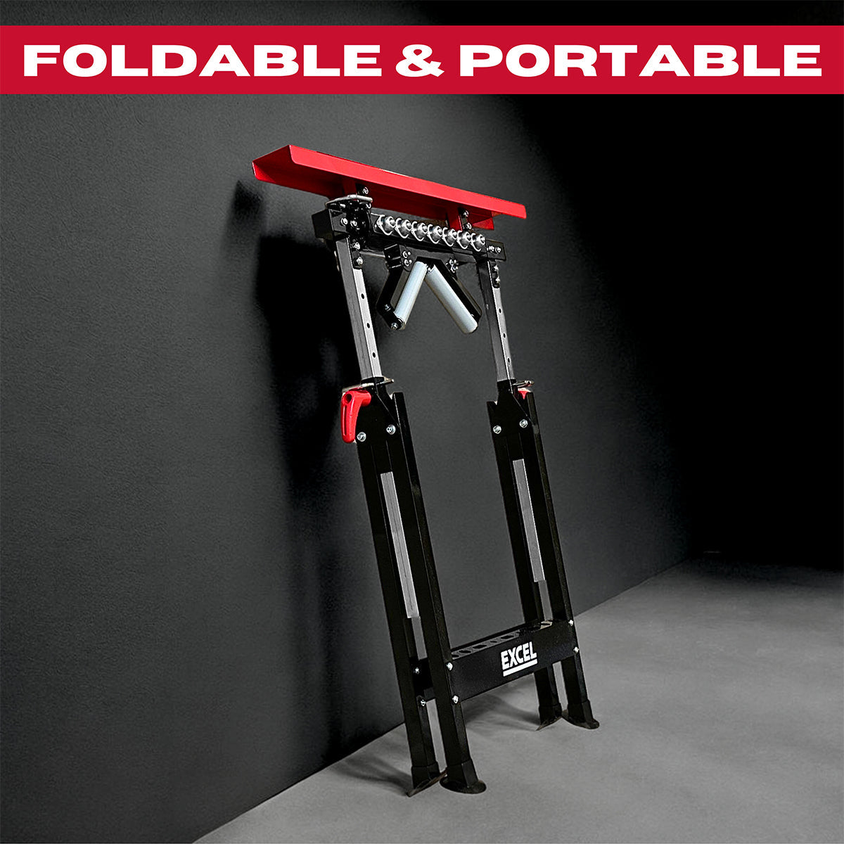 Excel Multi-Function 4 in 1 Workbench Table Trestle Roller Stand Adjustable Height Pack of 2