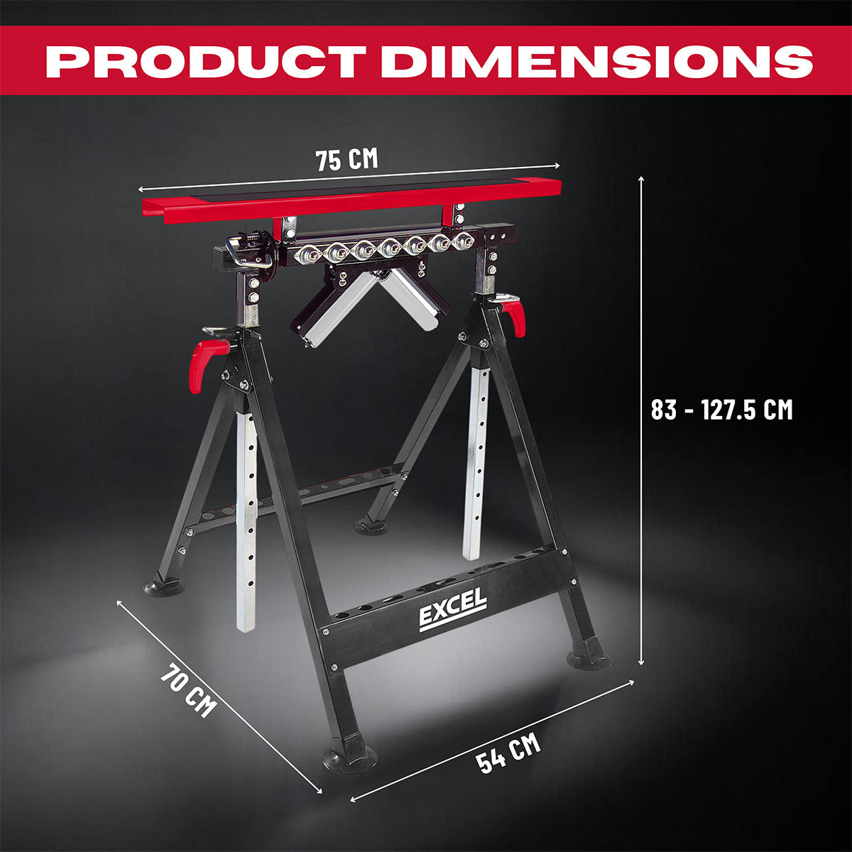 Excel Multi-Function 4 in 1 Workbench Table Trestle Roller Stand Adjustable Height Pack of 2