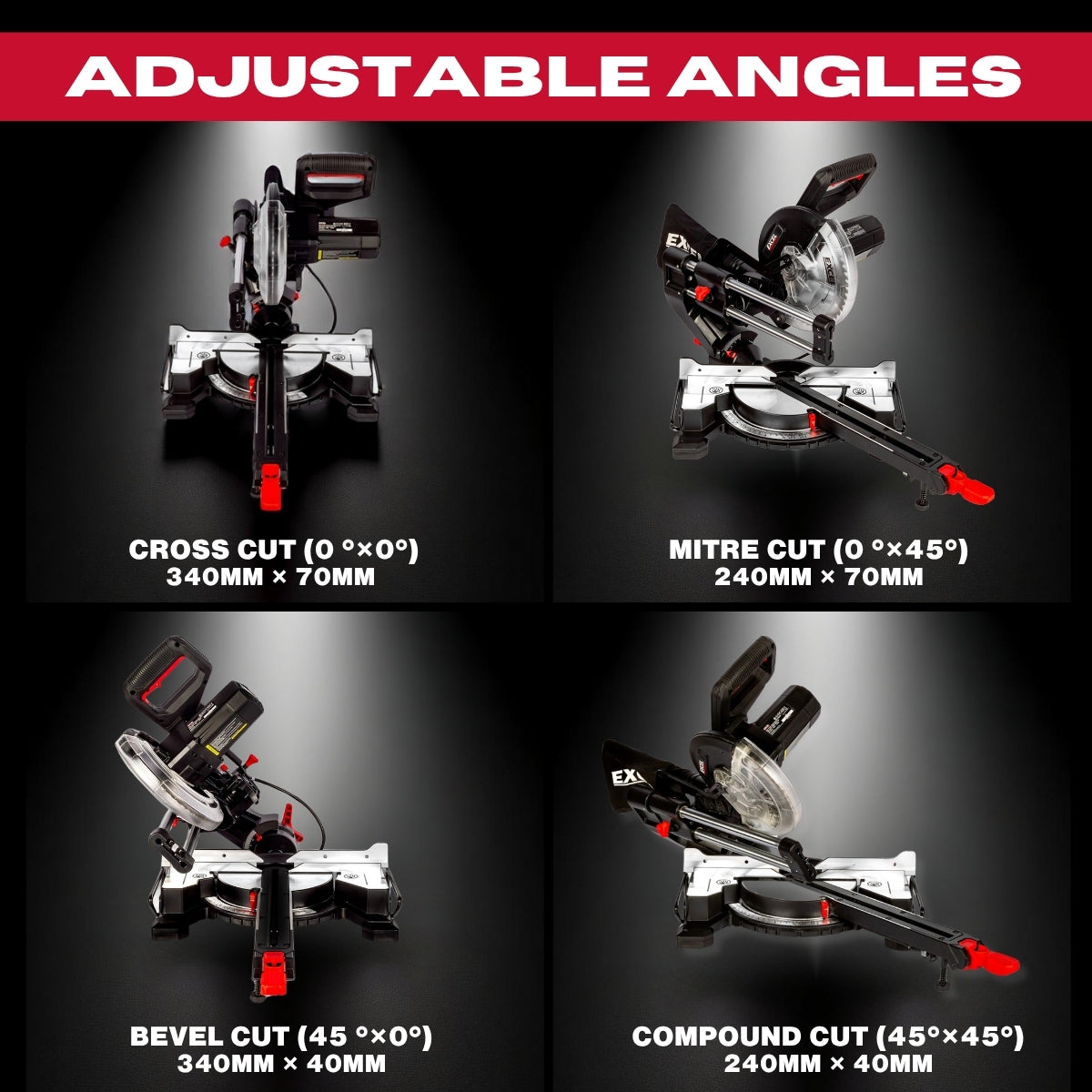 Excel 216mm Sliding Mitre Saw with LED Light & 48T Blade 240V/1700W Item Condition Used