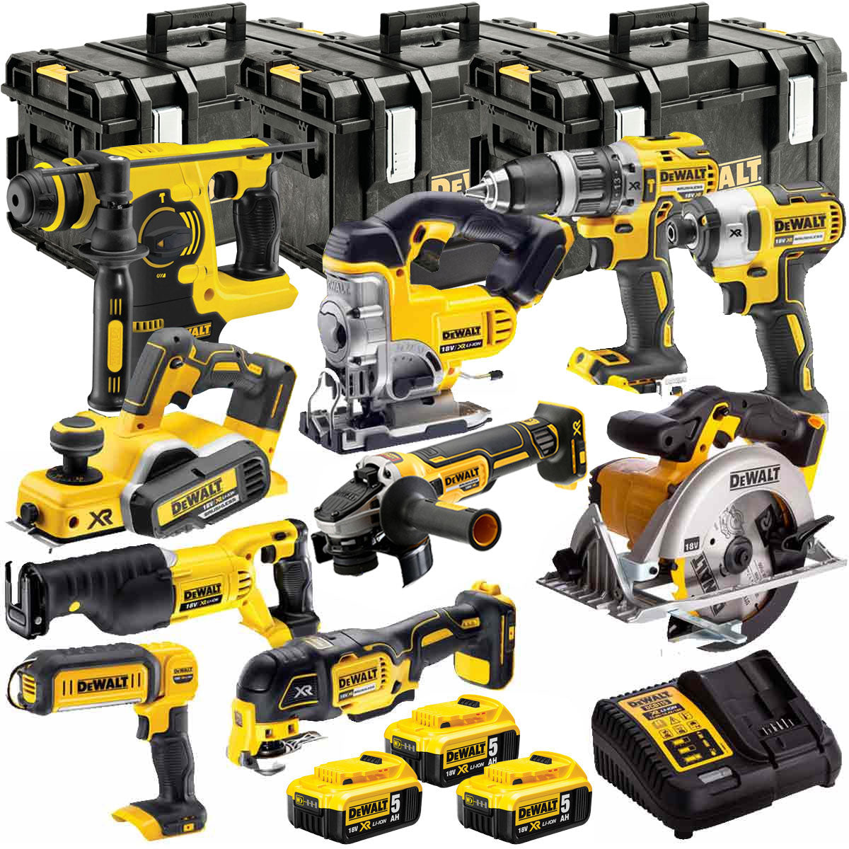 Dewalt DEWT4T10P4 18V 3 x 5.0Ah Batteries XR Li-Ion 10 Piece TStak Tool Storage