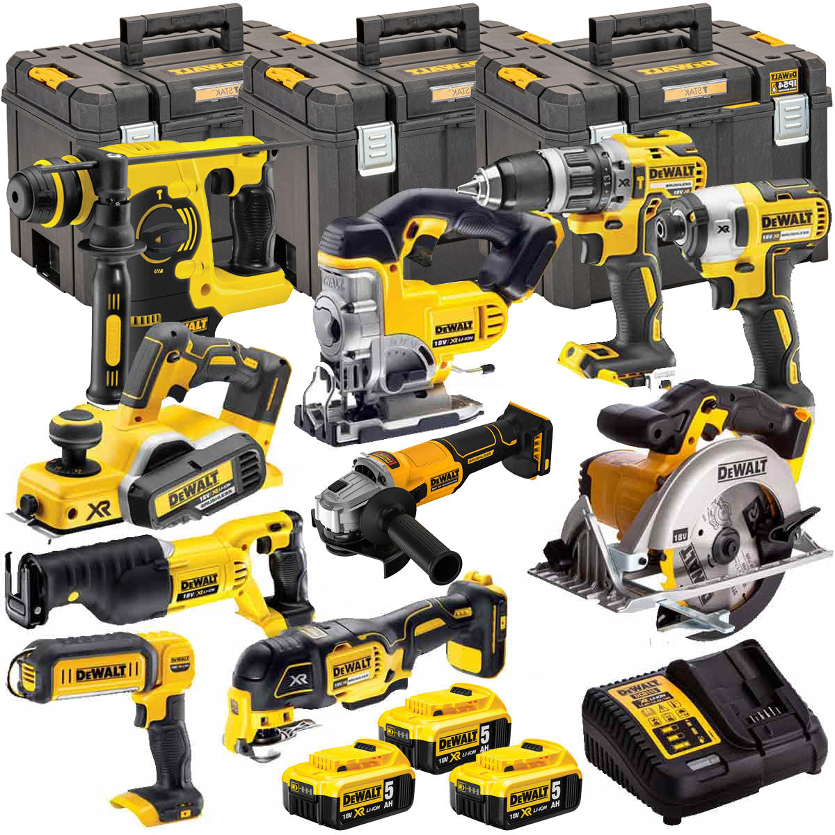 Dewalt DEWT4T10P4 18V 3 x 5.0Ah Batteries XR Li-Ion 10 Piece TStak Tool Storage