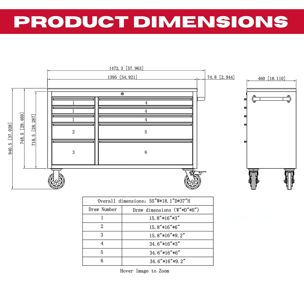 Excel 57inch 20 Drawer Stainless Steel Workbench Roller Tool Chest Cabinet & 2 Tall Cabinet