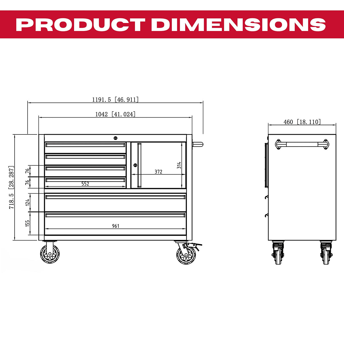Excel 41inch 12 Drawer Stainless Steel Roller Tool Chest Cabinet & 2 Tall Cabinet
