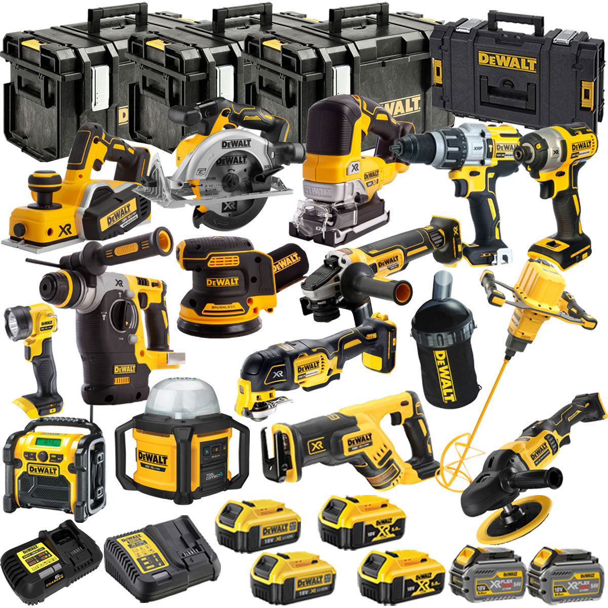 Dewalt DCKT4T15P 18V XR 15 Piece Power Tool Kit with 6 x Battery Charger & TStak Tool Storage