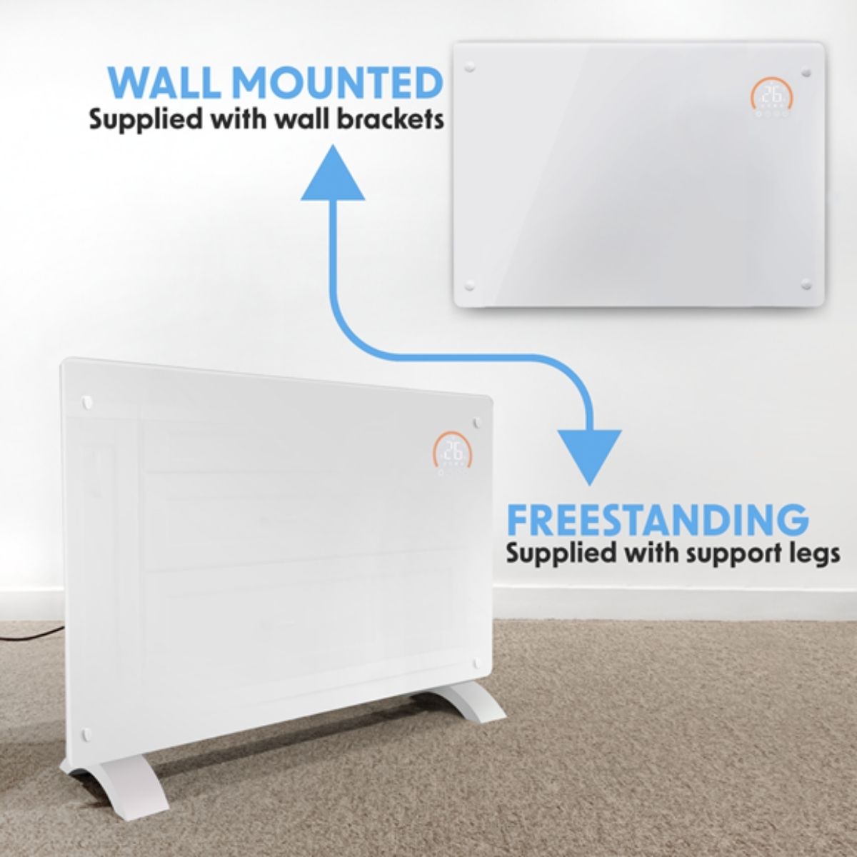 Sealey DH140 Baridi Electric Glass Panel Heater White 2000W