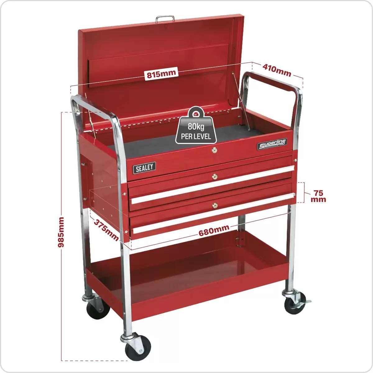 Sealey CX104 2-Level Heavy-Duty Trolley with Lockable Top