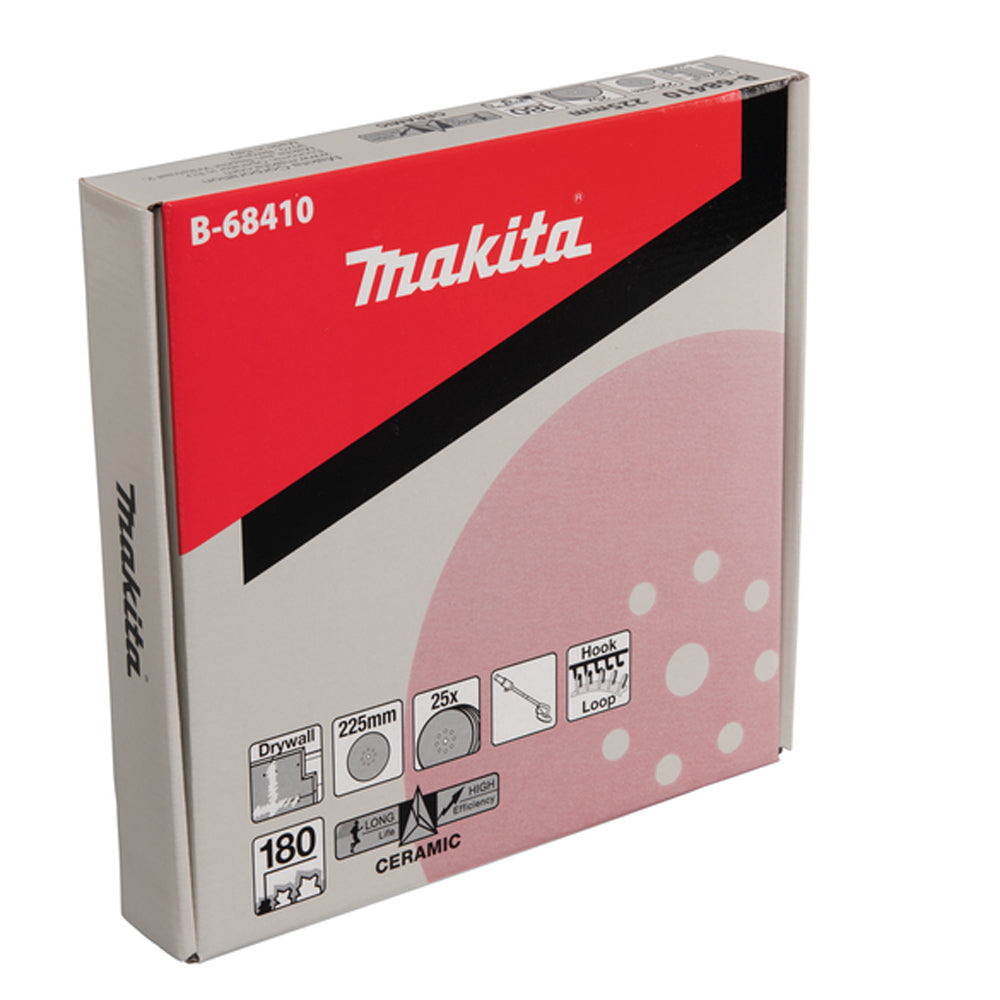 Makita B-68410  225mm K180 Abrasive Disc Velcro Pack of 25 Pieces