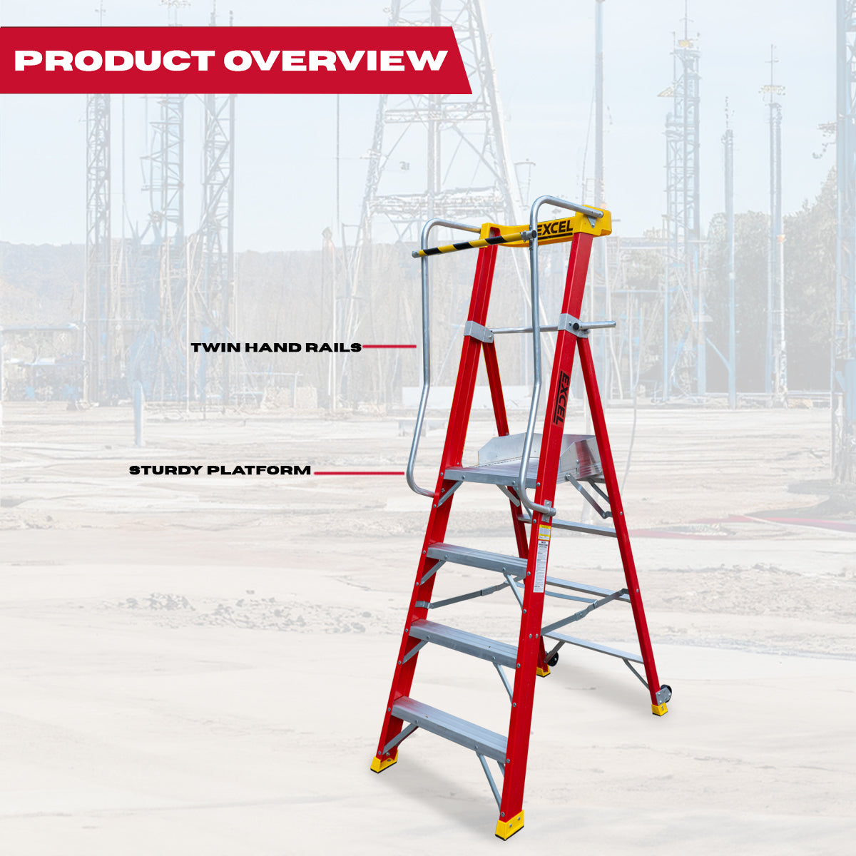 Excel Electricians Fibreglass Podium Step Ladder 4 Tread 2.04m EN131-7
