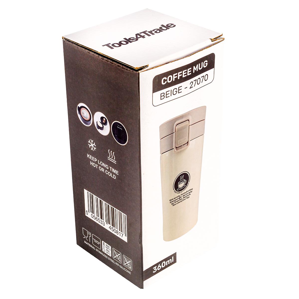 Tools4Trade Stainless Steel Thermal Coffee Mug - Beige (360ml)