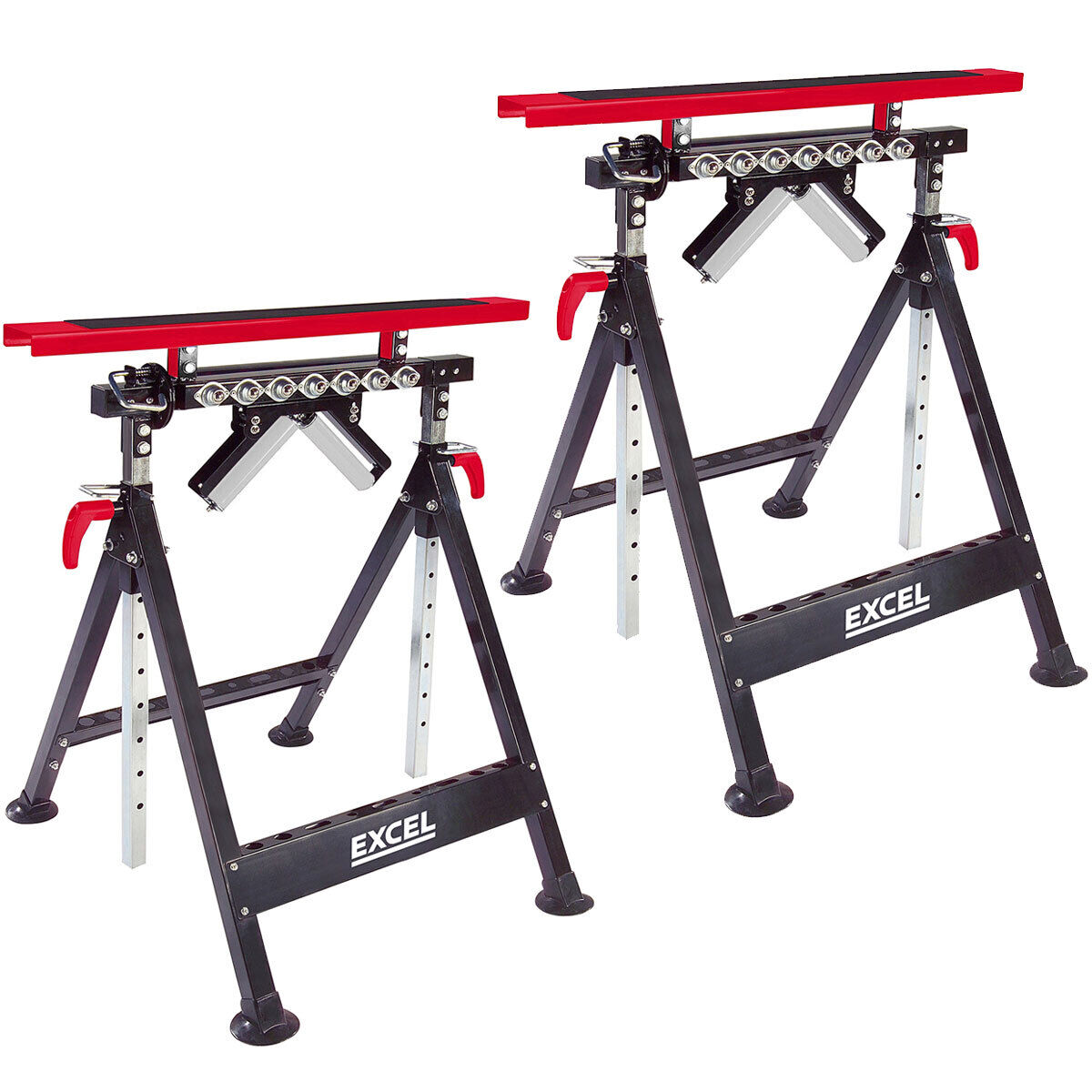Excel Multi-Function 4 in 1 Workbench Table Trestle Roller Stand Adjustable Height Pack of 2