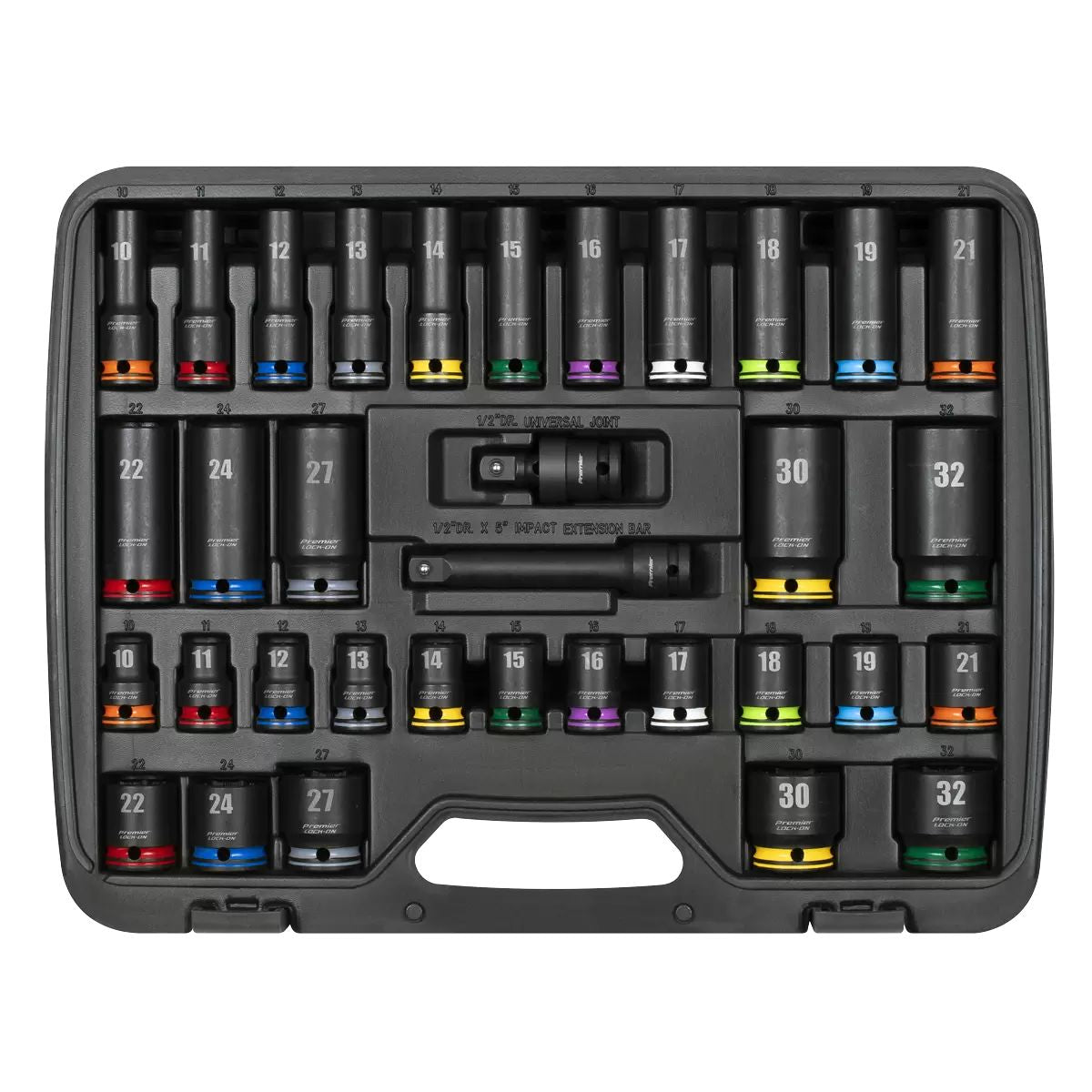 Sealey AK5636M Lock-On Standard & Deep Impact Socket Set 34pc 1/2